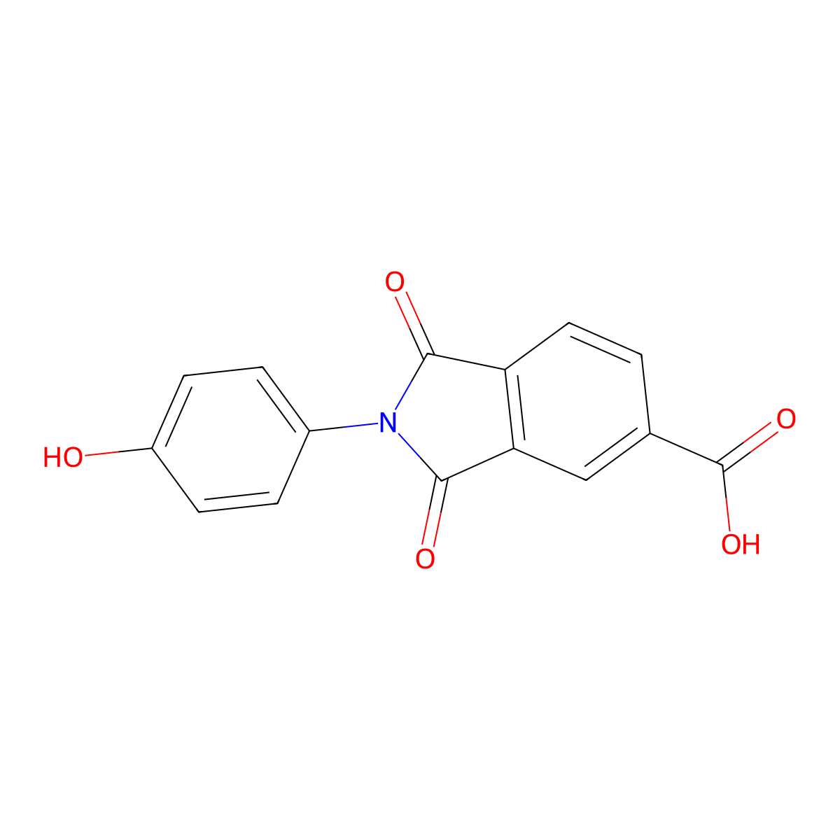 2-(4-Hydroxyphenyl)-1,3-dioxoisoindoline-5-carboxylic acid molecular structure, CAS 22005-25-0
