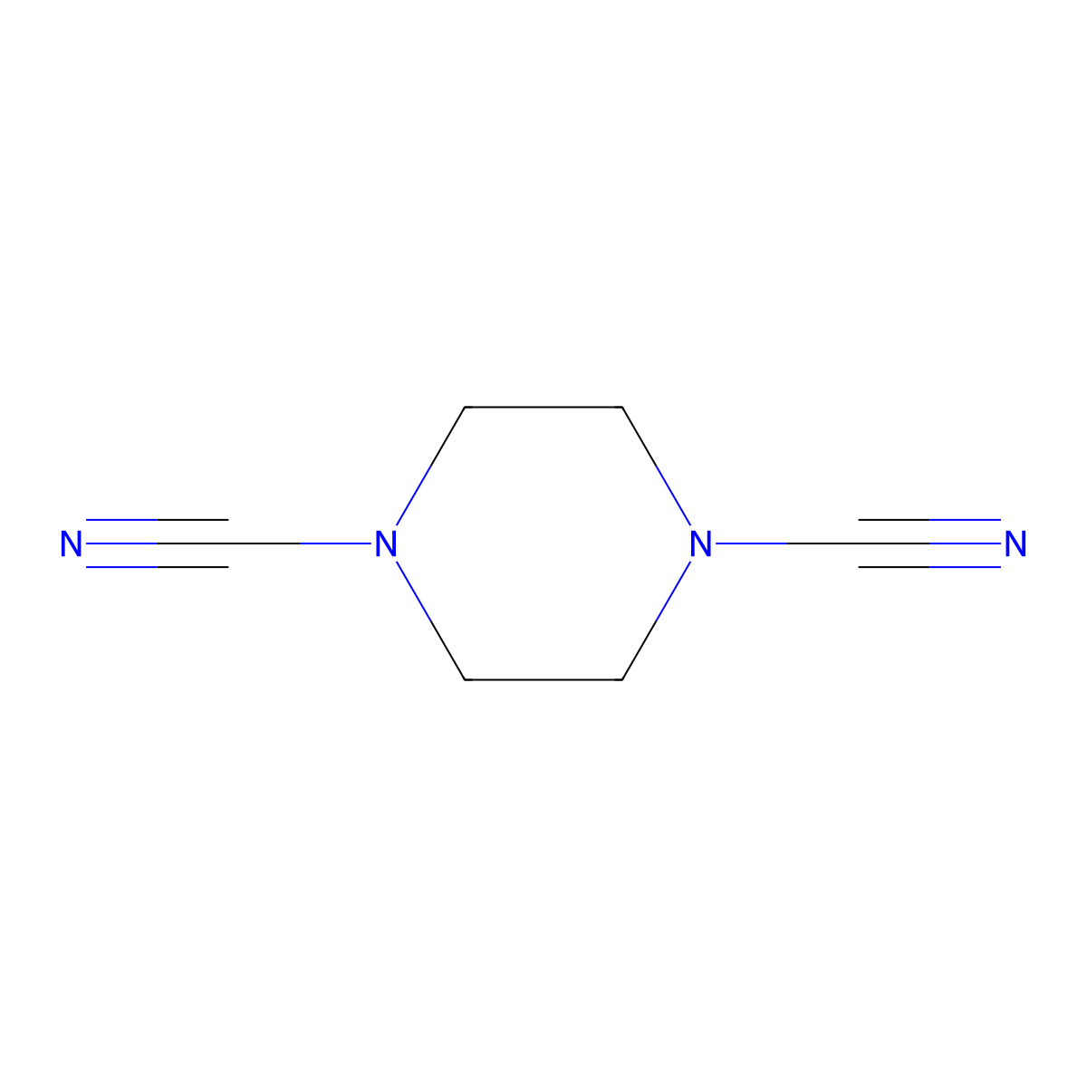 Piperazine-1,4-dicarbonitrile molecular structure, CAS 22005-33-0