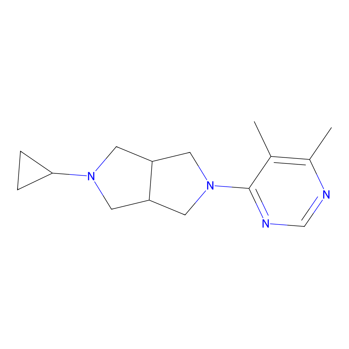 2-Cyclopropyl-5-(5,6-dimethylpyrimidin-4-yl)octahydropyrrolo[3,4-c]pyrrole molecular structure, CAS 2200543-85-5