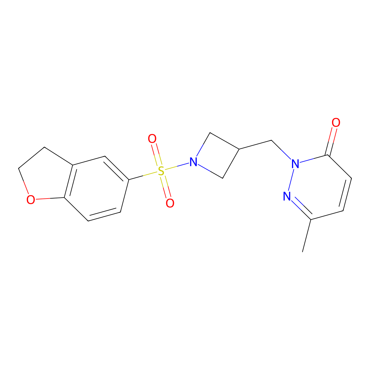 2-{[1-(2,3-Dihydro-1-benzofuran-5-sulfonyl)azetidin-3-yl]methyl}-6-methyl-2,3-dihydropyridazin-3-one molecular structure, CAS 2200544-82-5