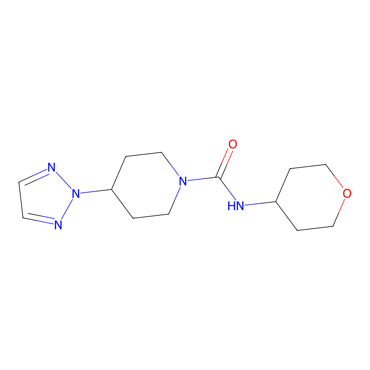 N-(oxan-4-yl)-4-(2H-1,2,3-triazol-2-yl)piperidine-1-carboxamide molecular structure, CAS 2200546-11-6