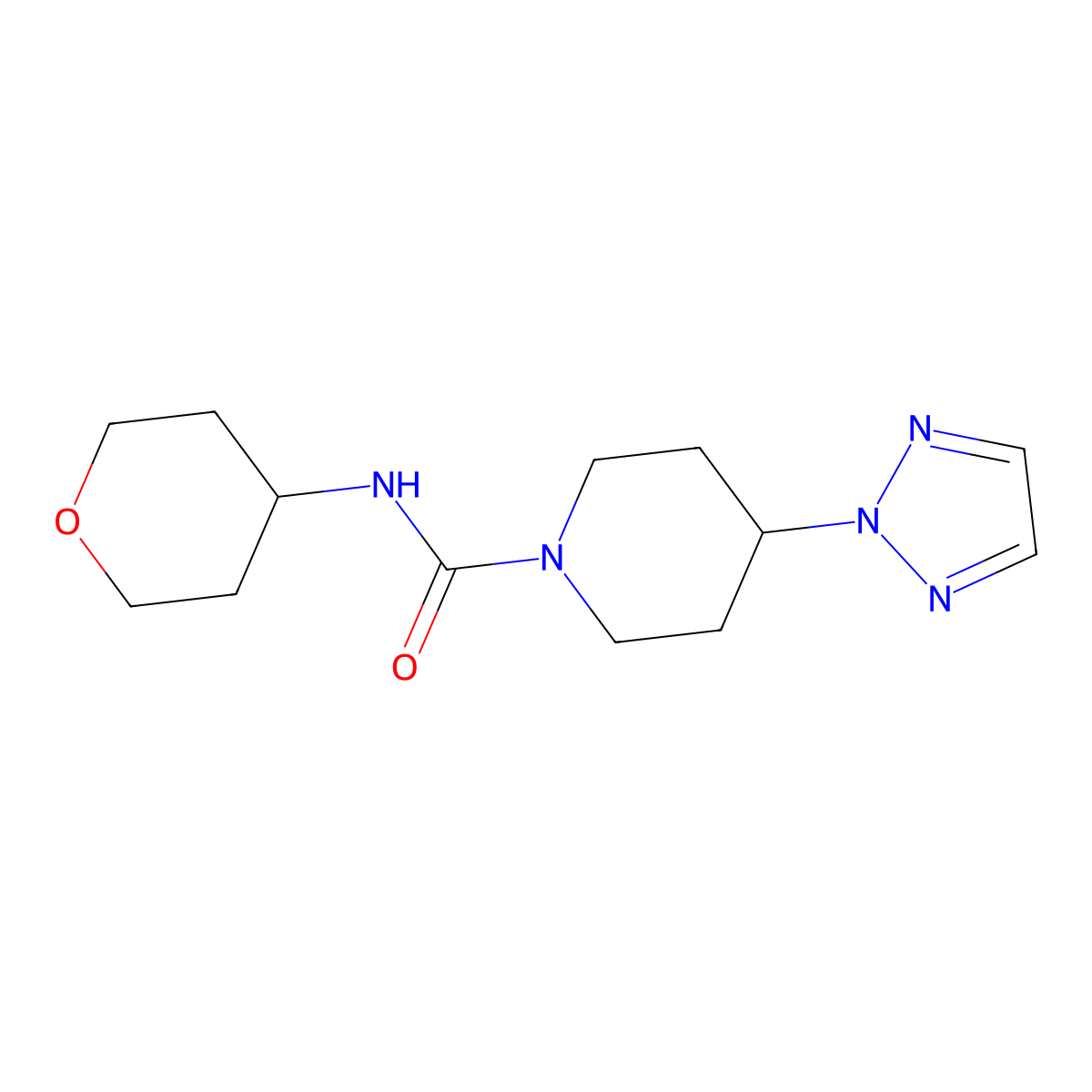 N-(oxan-4-yl)-4-(2H-1,2,3-triazol-2-yl)piperidine-1-carboxamide molecular structure, CAS 2200546-11-6
