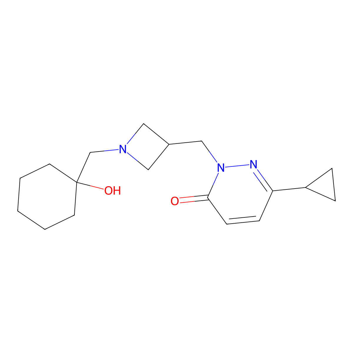 6-Cyclopropyl-2-({1-[(1-hydroxycyclohexyl)methyl]azetidin-3-yl}methyl)-2,3-dihydropyridazin-3-one molecular structure, CAS 2200573-80-2
