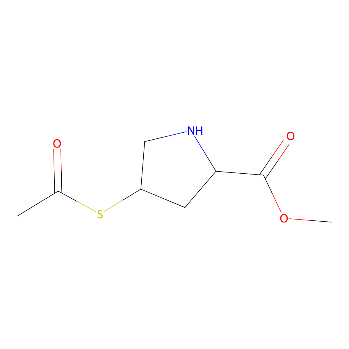 methyl (2S,4S)-4-(acetylsulfanyl)pyrrolidine-2-carboxylate molecular structure, CAS 220060-18-4