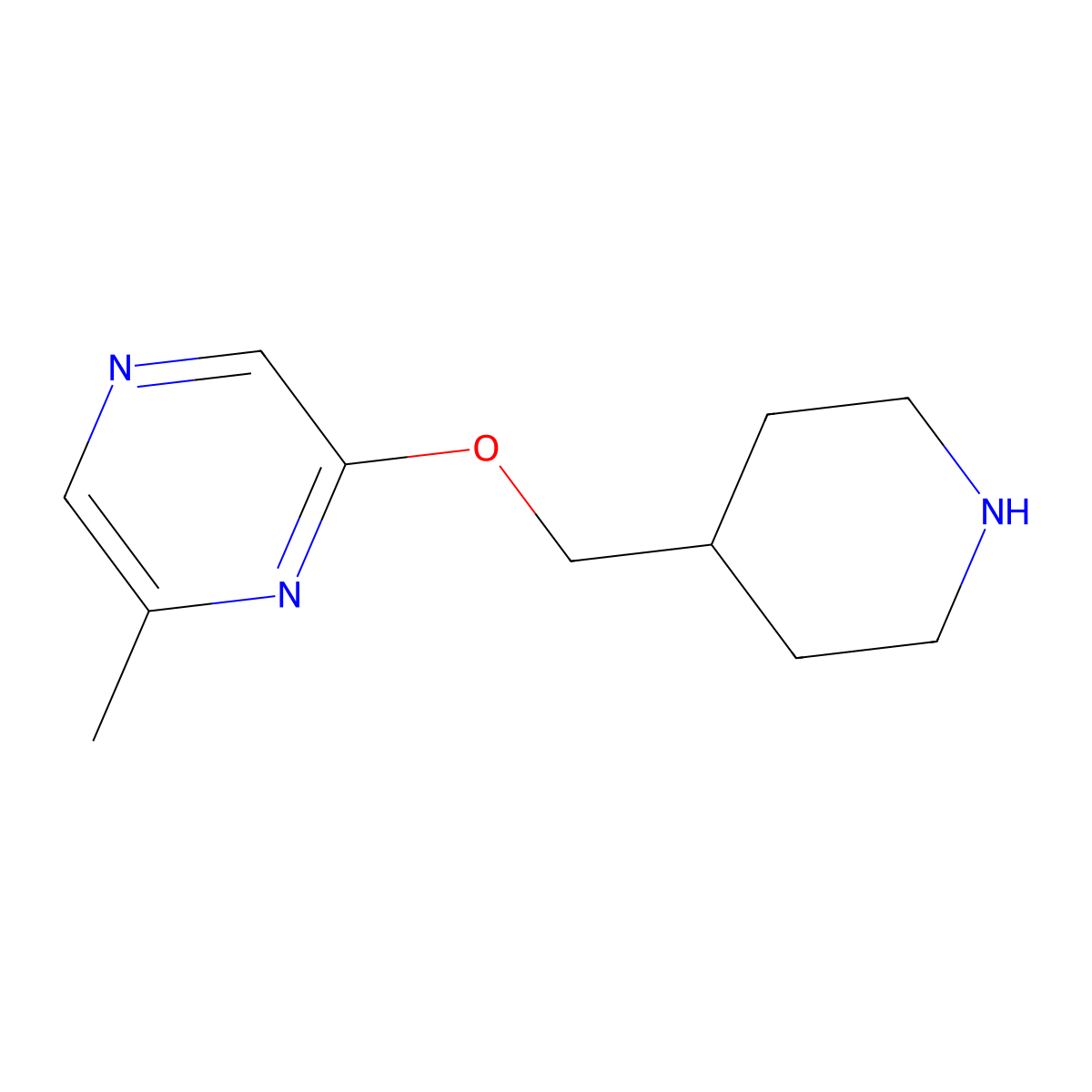 2-Methyl-6-[(piperidin-4-yl)methoxy]pyrazine molecular structure, CAS 2200610-66-6