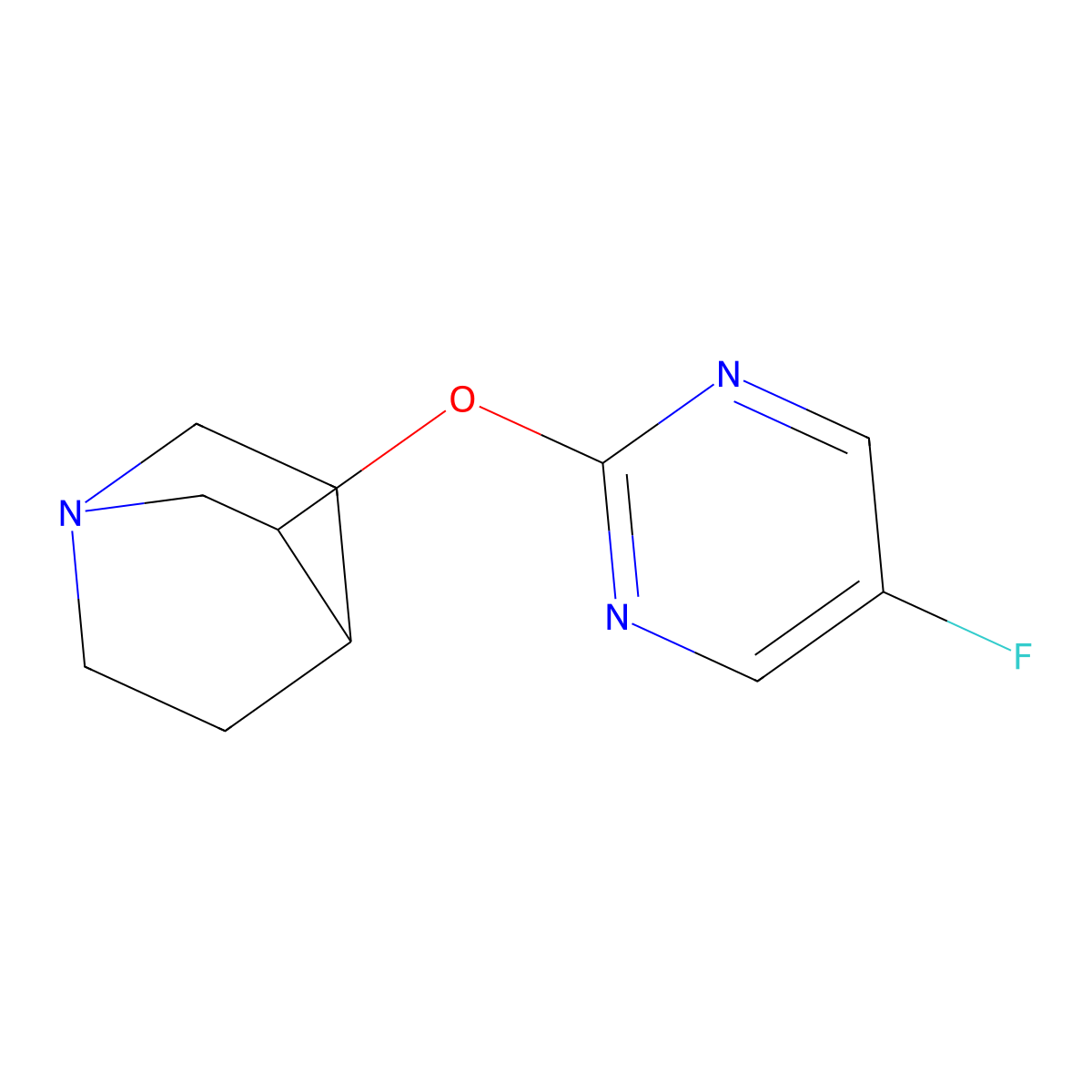 3-[(5-Fluoropyrimidin-2-yl)oxy]-1-azabicyclo[2.2.2]octane molecular structure, CAS 2200610-68-8