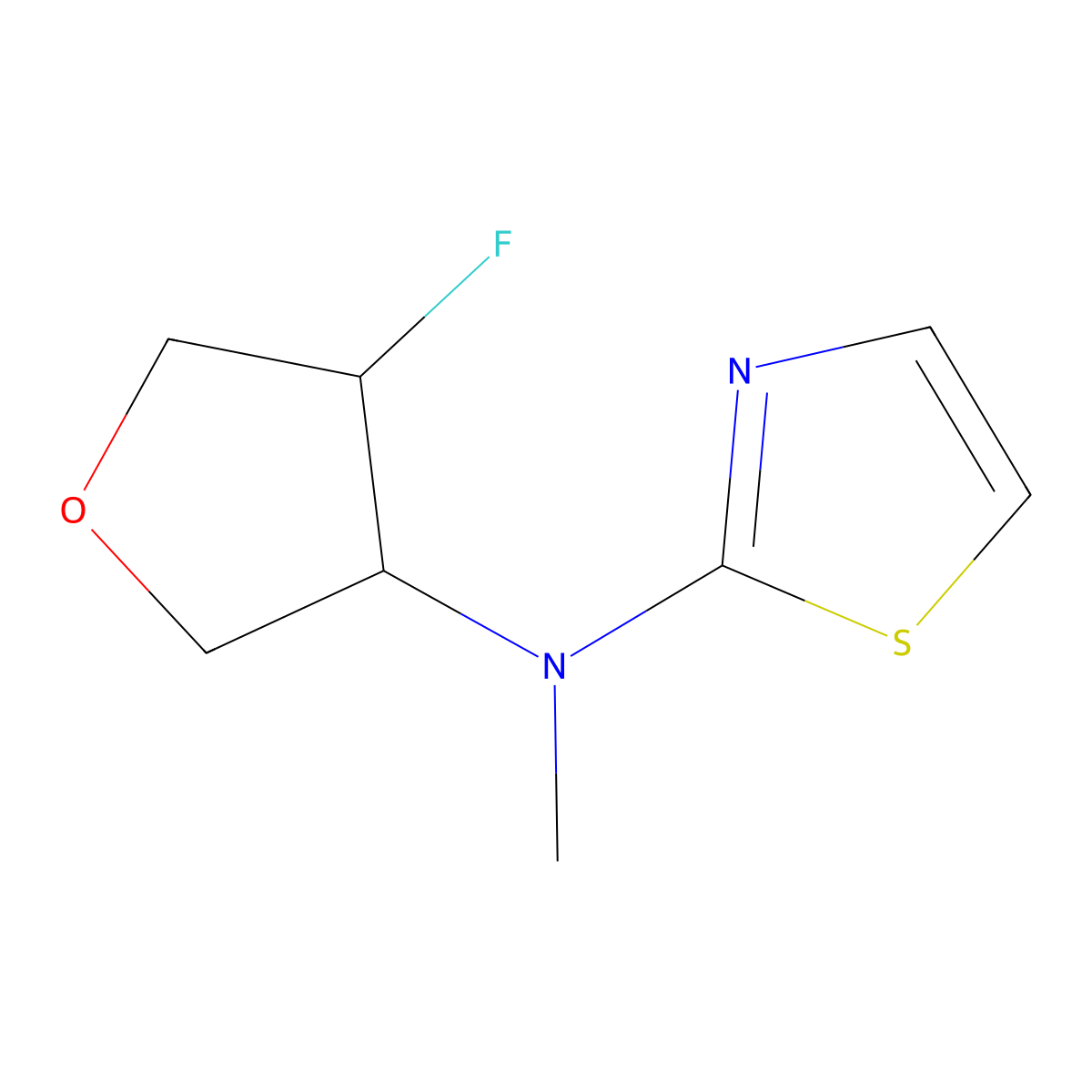 N-(4-fluorooxolan-3-yl)-N-methyl-1,3-thiazol-2-amine molecular structure, CAS 2200610-75-7