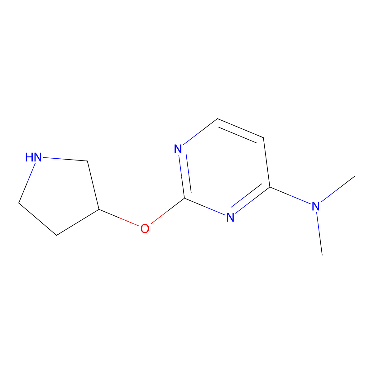 N,N-dimethyl-2-(pyrrolidin-3-yloxy)pyrimidin-4-amine molecular structure, CAS 2200611-17-0