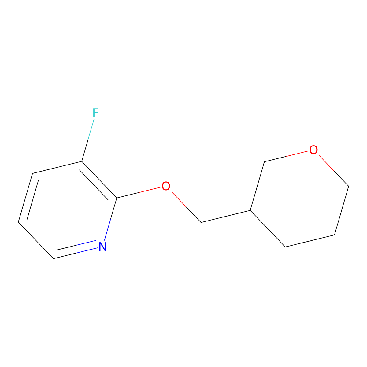 3-Fluoro-2-[(oxan-3-yl)methoxy]pyridine molecular structure, CAS 2200611-31-8