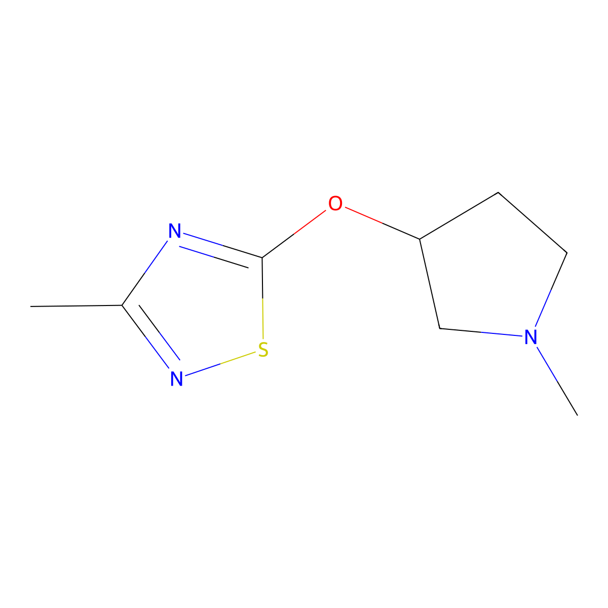 3-Methyl-5-[(1-methylpyrrolidin-3-yl)oxy]-1,2,4-thiadiazole molecular structure, CAS 2200611-43-2