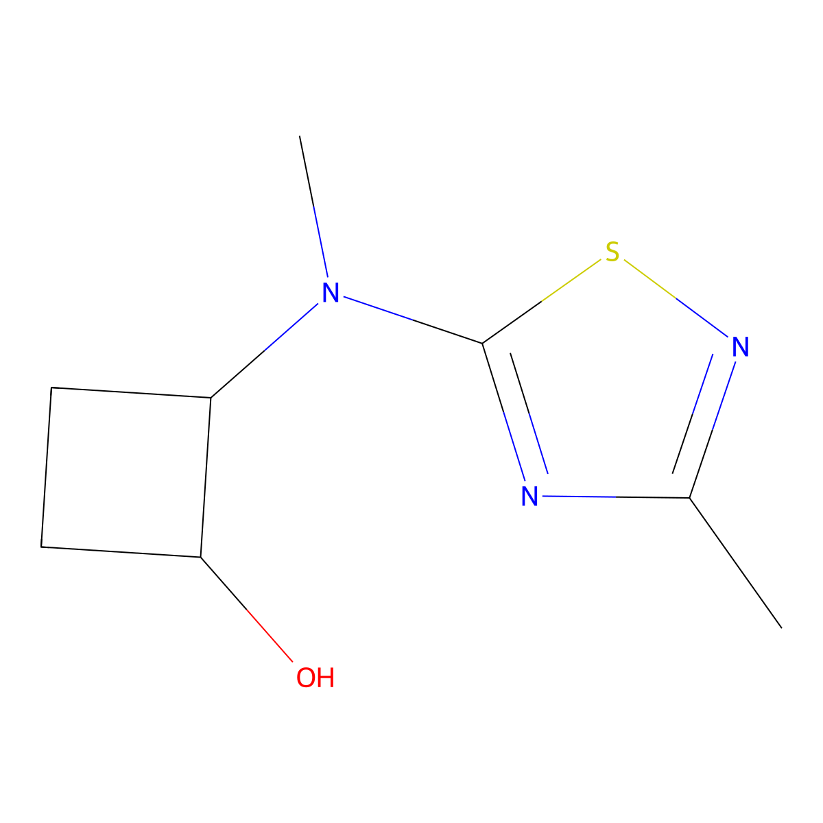 2-[Methyl(3-methyl-1,2,4-thiadiazol-5-yl)amino]cyclobutan-1-ol molecular structure, CAS 2200611-50-1