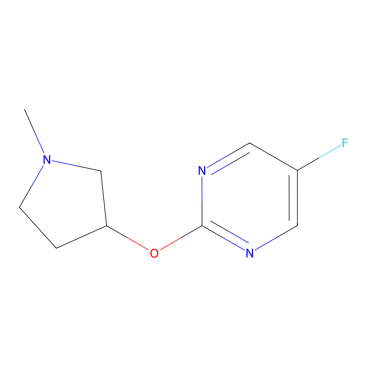 5-Fluoro-2-[(1-methylpyrrolidin-3-yl)oxy]pyrimidine molecular structure, CAS 2200611-71-6