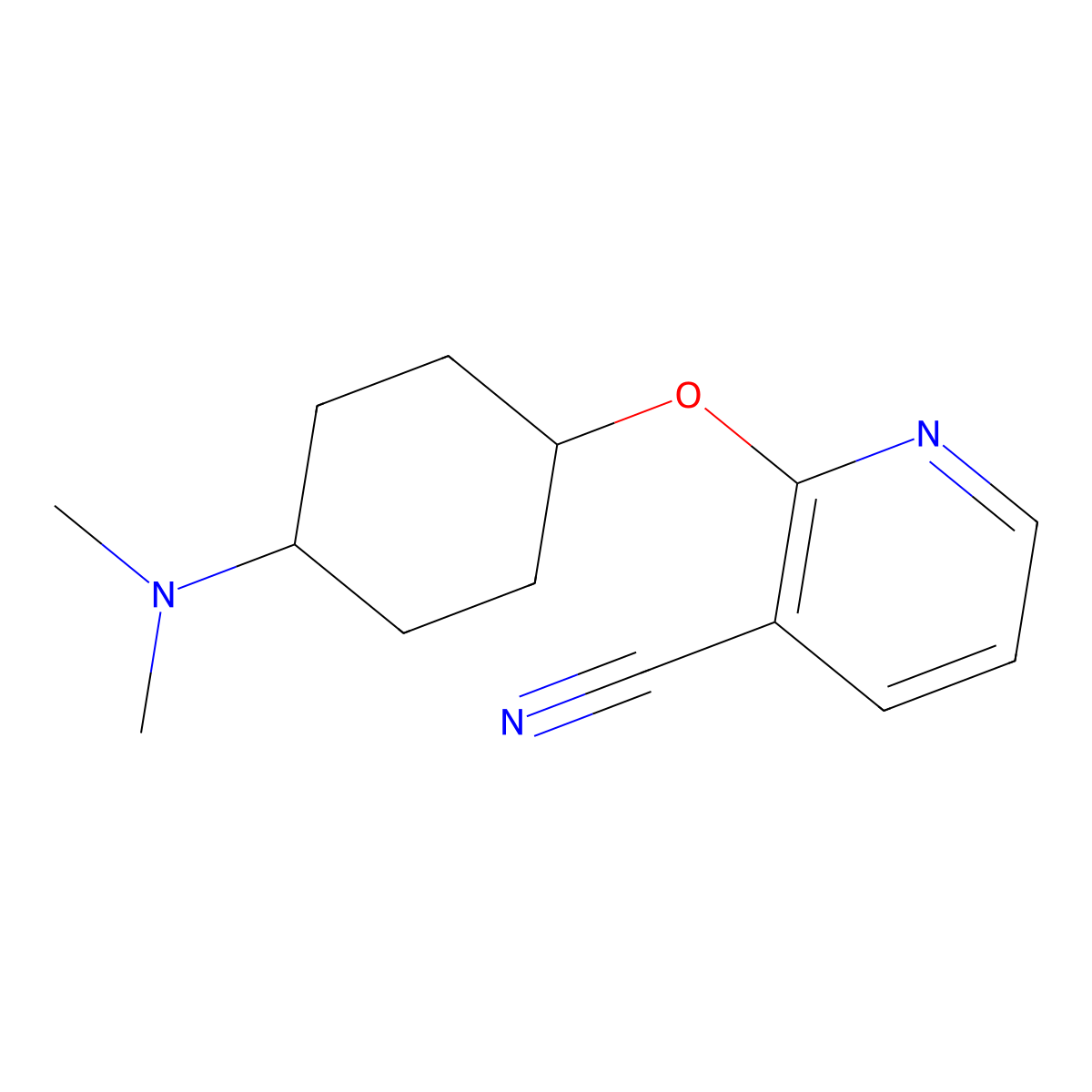2-{[4-(Dimethylamino)cyclohexyl]oxy}pyridine-3-carbonitrile molecular structure, CAS 2200611-77-2