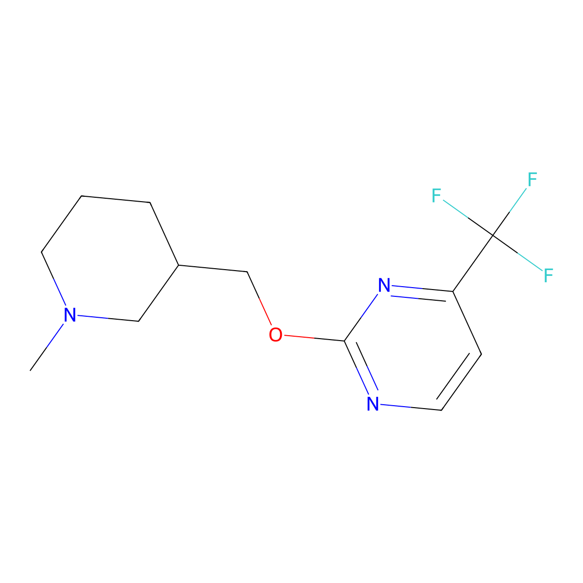 2-[(1-Methylpiperidin-3-yl)methoxy]-4-(trifluoromethyl)pyrimidine molecular structure, CAS 2200612-99-1