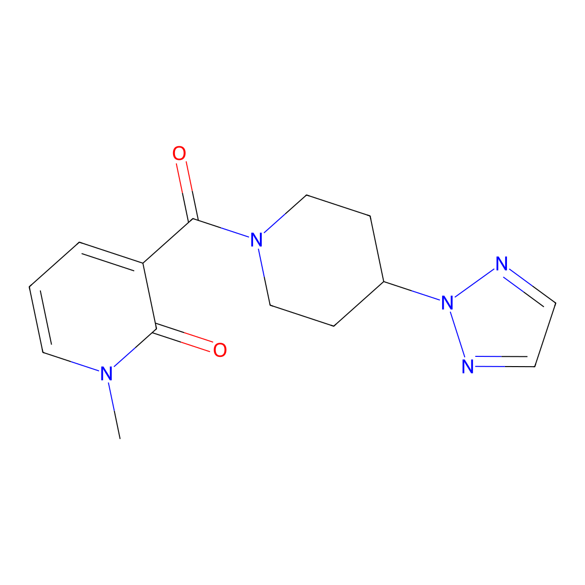 3-(4-(2H-1,2,3-triazol-2-yl)piperidine-1-carbonyl)-1-methylpyridin-2(1H)-one molecular structure, CAS 2200621-00-5