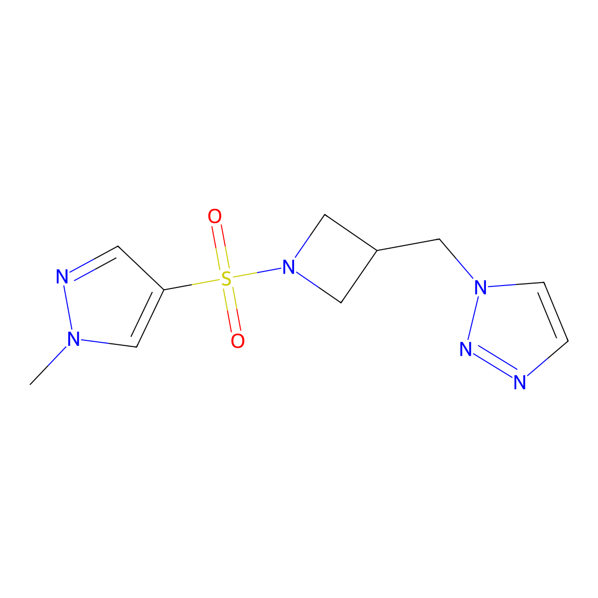 1-({1-[(1-methyl-1H-pyrazol-4-yl)sulfonyl]azetidin-3-yl}methyl)-1H-1,2,3-triazole molecular structure, CAS 2200621-32-3