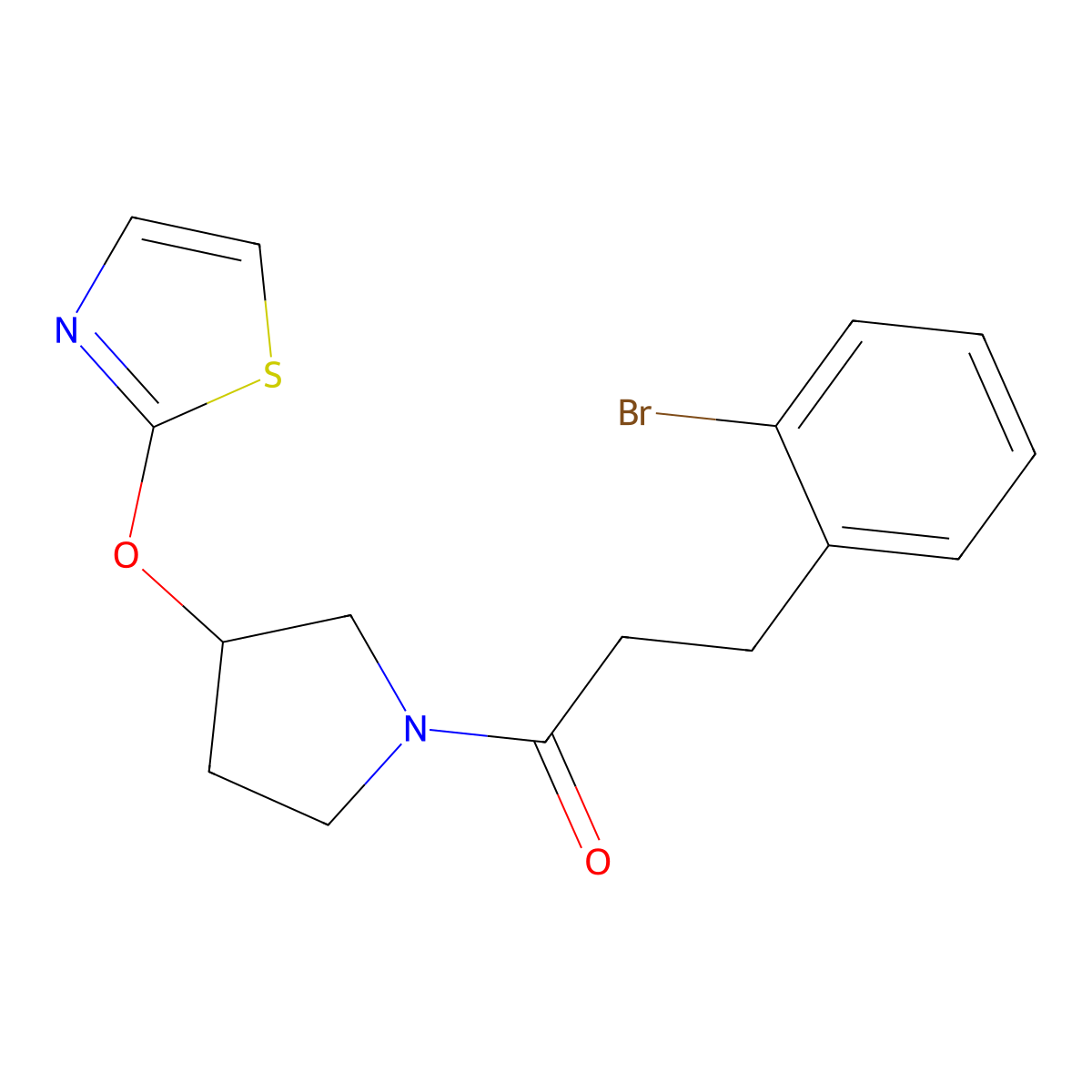 3-(2-Bromophenyl)-1-[3-(1,3-thiazol-2-yloxy)pyrrolidin-1-yl]propan-1-one molecular structure, CAS 2200624-07-1