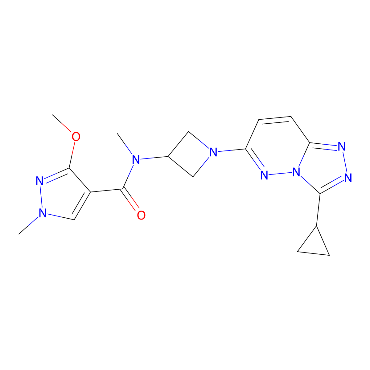 N-(1-{3-cyclopropyl-[1,2,4]triazolo[4,3-b]pyridazin-6-yl}azetidin-3-yl)-3-methoxy-N,1-dimethyl-1H-pyrazole-4-carboxamide molecular structure, CAS 2200624-20-8