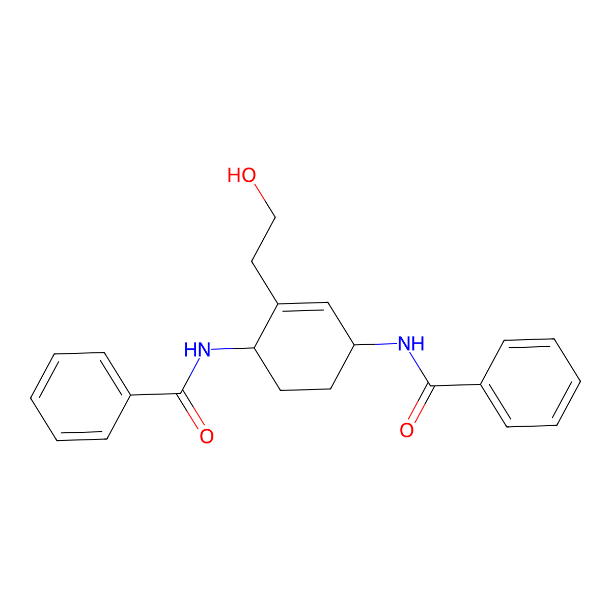 N-[(1R,4S)-4-benzamido-3-(2-hydroxyethyl)cyclohex-2-en-1-yl]benzamide molecular structure, CAS 2200627-27-4