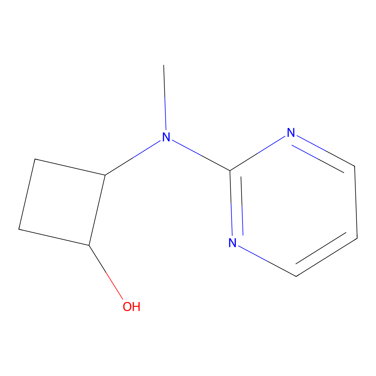2-[Methyl(pyrimidin-2-yl)amino]cyclobutan-1-ol molecular structure, CAS 2200687-92-7