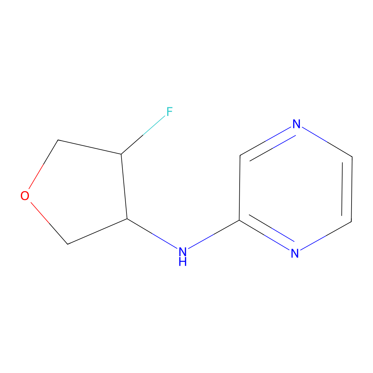 N-(4-fluorooxolan-3-yl)pyrazin-2-amine molecular structure, CAS 2200688-13-5