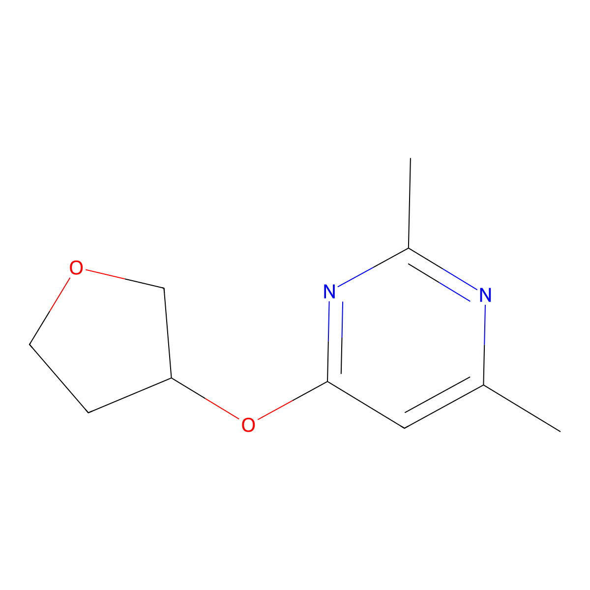 2,4-Dimethyl-6-(oxolan-3-yloxy)pyrimidine molecular structure, CAS 2200691-10-5