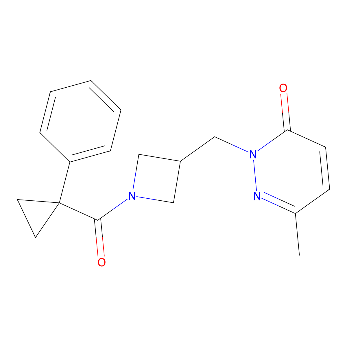 6-Methyl-2-{[1-(1-phenylcyclopropanecarbonyl)azetidin-3-yl]methyl}-2,3-dihydropyridazin-3-one molecular structure, CAS 2200697-63-6