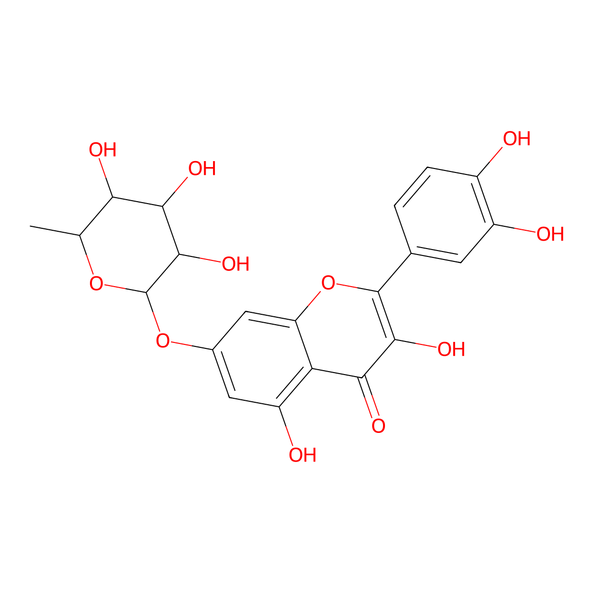 Quercetin 7-O-rhamnoside molecular structure, CAS 22007-72-3