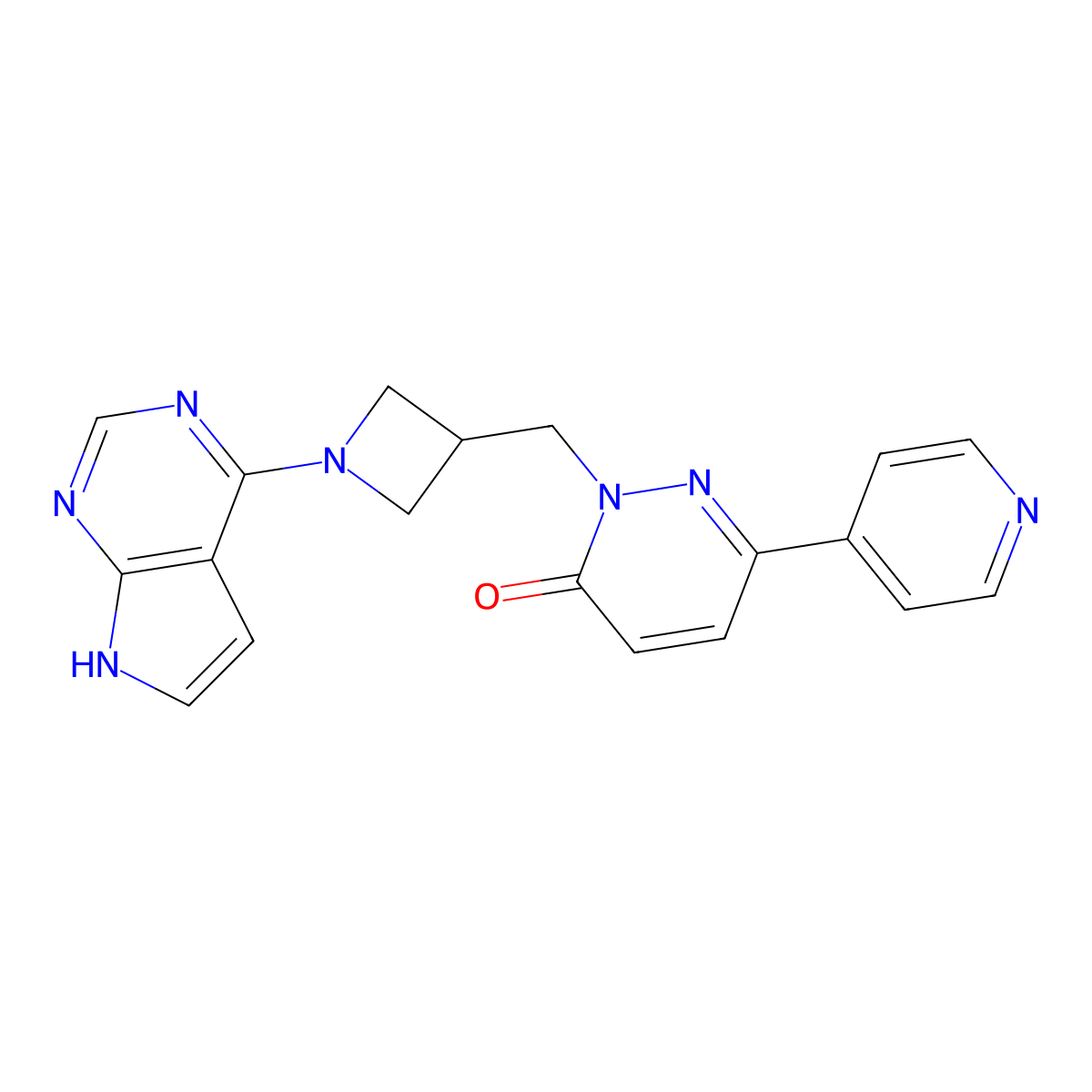 6-(pyridin-4-yl)-2-[(1-{7H-pyrrolo[2,3-d]pyrimidin-4-yl}azetidin-3-yl)methyl]-2,3-dihydropyridazin-3-one molecular structure, CAS 2200701-75-1