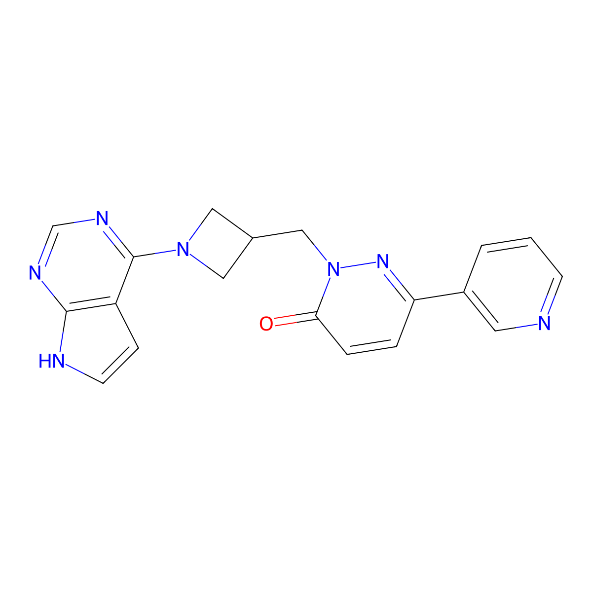 6-(pyridin-3-yl)-2-[(1-{7H-pyrrolo[2,3-d]pyrimidin-4-yl}azetidin-3-yl)methyl]-2,3-dihydropyridazin-3-one molecular structure, CAS 2200701-81-9