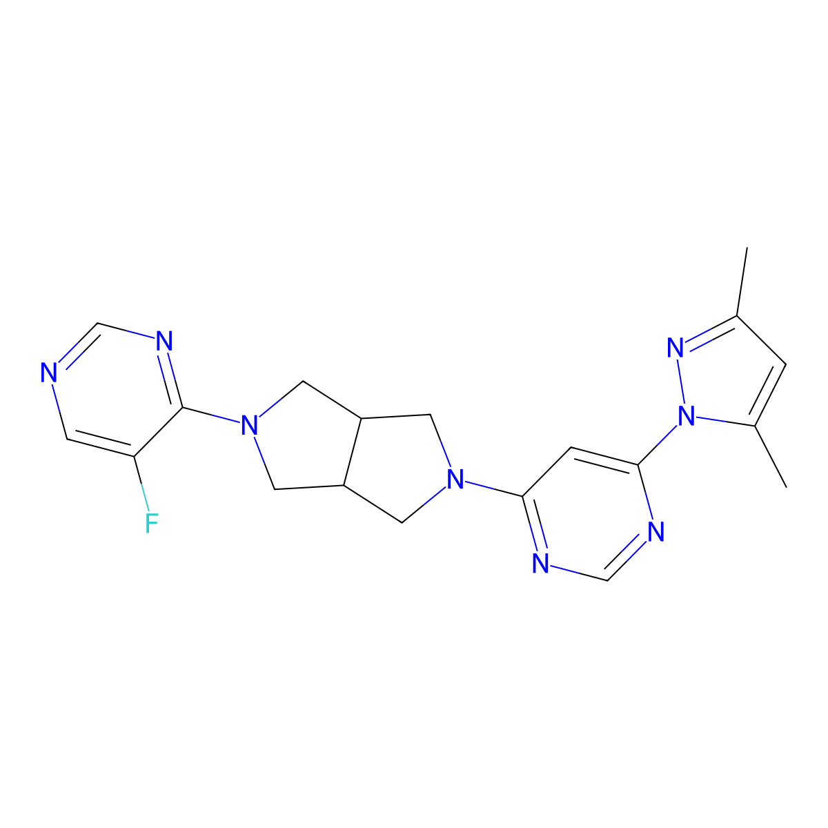 4-(3,5-dimethyl-1H-pyrazol-1-yl)-6-[5-(5-fluoropyrimidin-4-yl)-octahydropyrrolo[3,4-c]pyrrol-2-yl]pyrimidine molecular structure, CAS 2200725-33-1