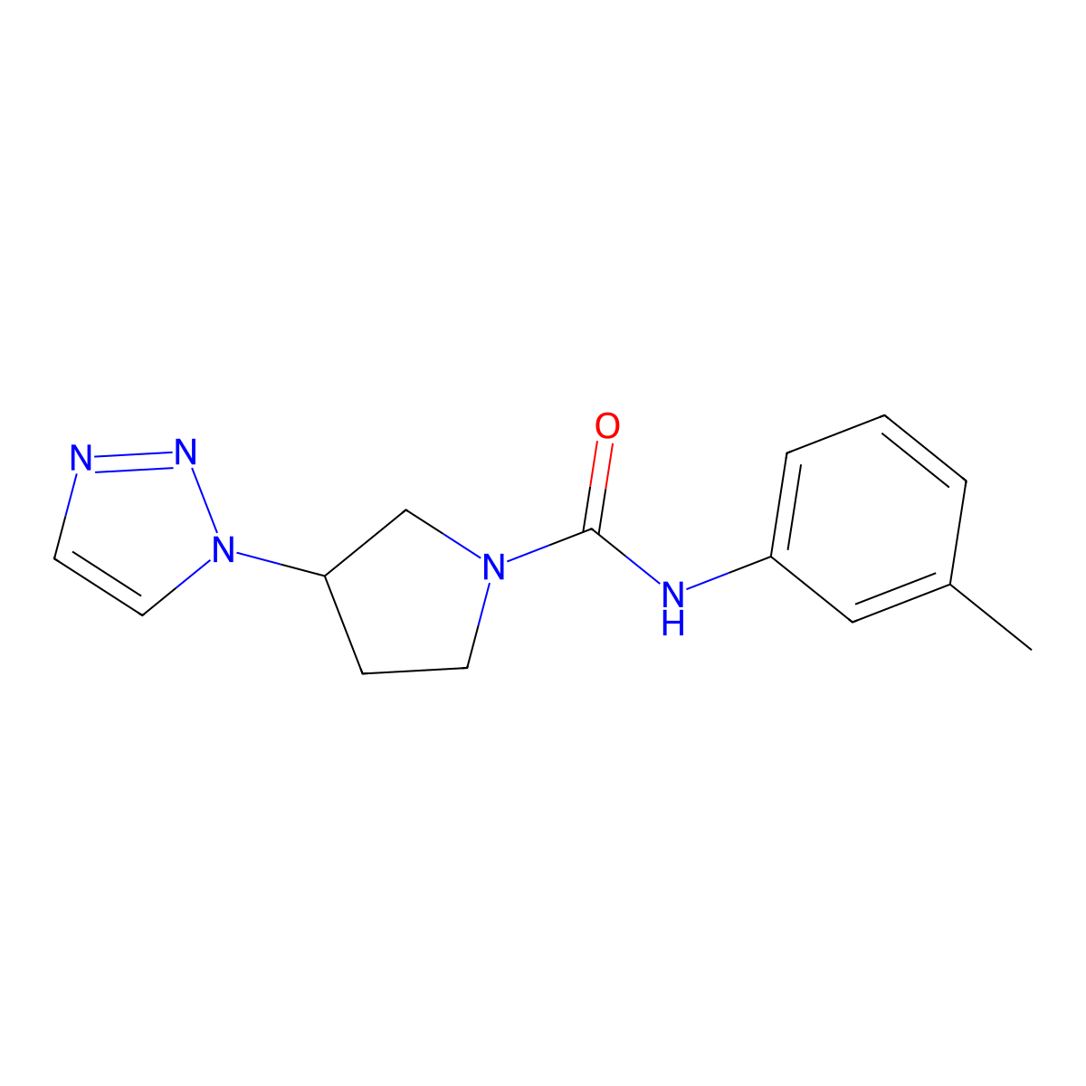 N-(m-tolyl)-3-(1H-1,2,3-triazol-1-yl)pyrrolidine-1-carboxamide molecular structure, CAS 2200725-71-7
