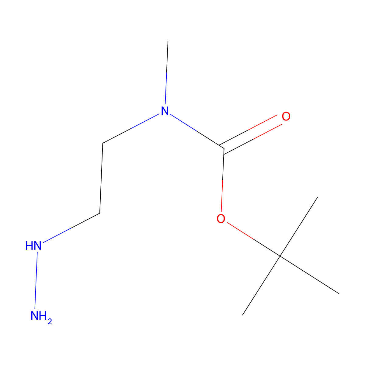 tert-butyl N-(2-hydrazinylethyl)-N-methylcarbamate molecular structure, CAS 220074-37-3