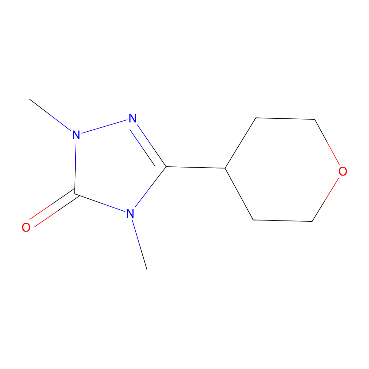 1,4-dimethyl-3-(oxan-4-yl)-4,5-dihydro-1H-1,2,4-triazol-5-one molecular structure, CAS 2200766-78-3