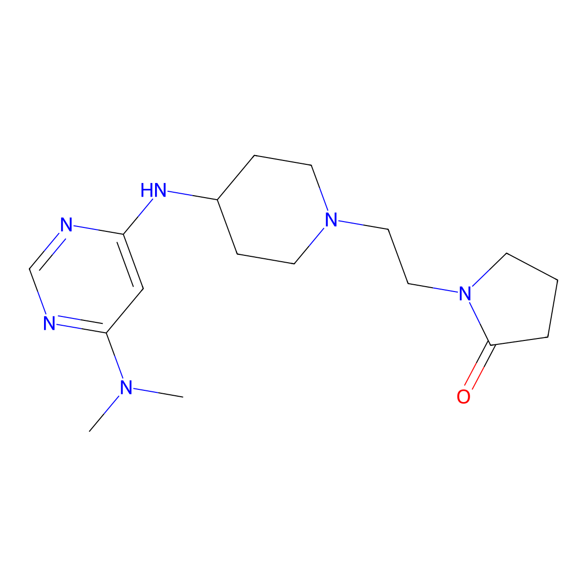 1-[2-(4-{[6-(Dimethylamino)pyrimidin-4-yl]amino}piperidin-1-yl)ethyl]pyrrolidin-2-one molecular structure, CAS 2200768-32-5