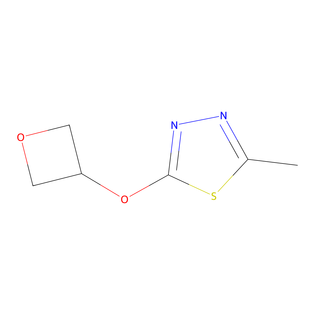 2-Methyl-5-(oxetan-3-yloxy)-1,3,4-thiadiazole molecular structure, CAS 2200768-64-3