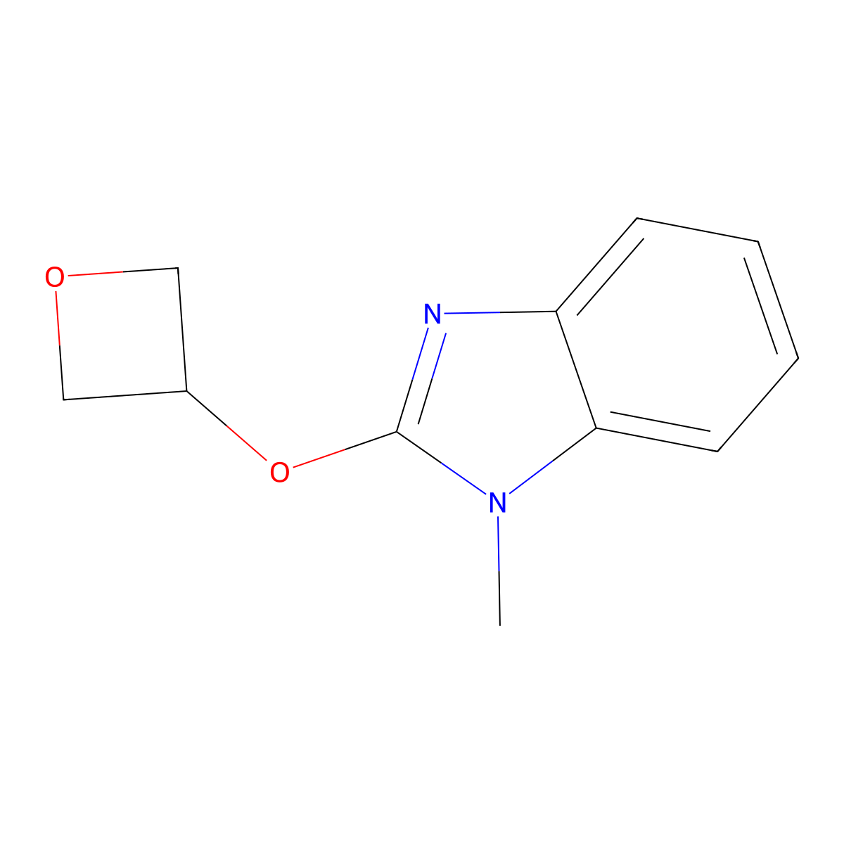 1-methyl-2-(oxetan-3-yloxy)-1H-1,3-benzodiazole molecular structure, CAS 2200776-67-4