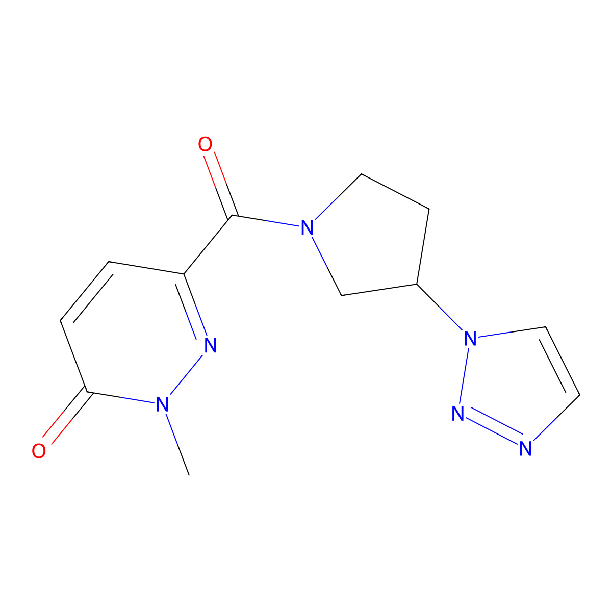 6-(3-(1H-1,2,3-triazol-1-yl)pyrrolidine-1-carbonyl)-2-methylpyridazin-3(2H)-one molecular structure, CAS 2200779-76-4