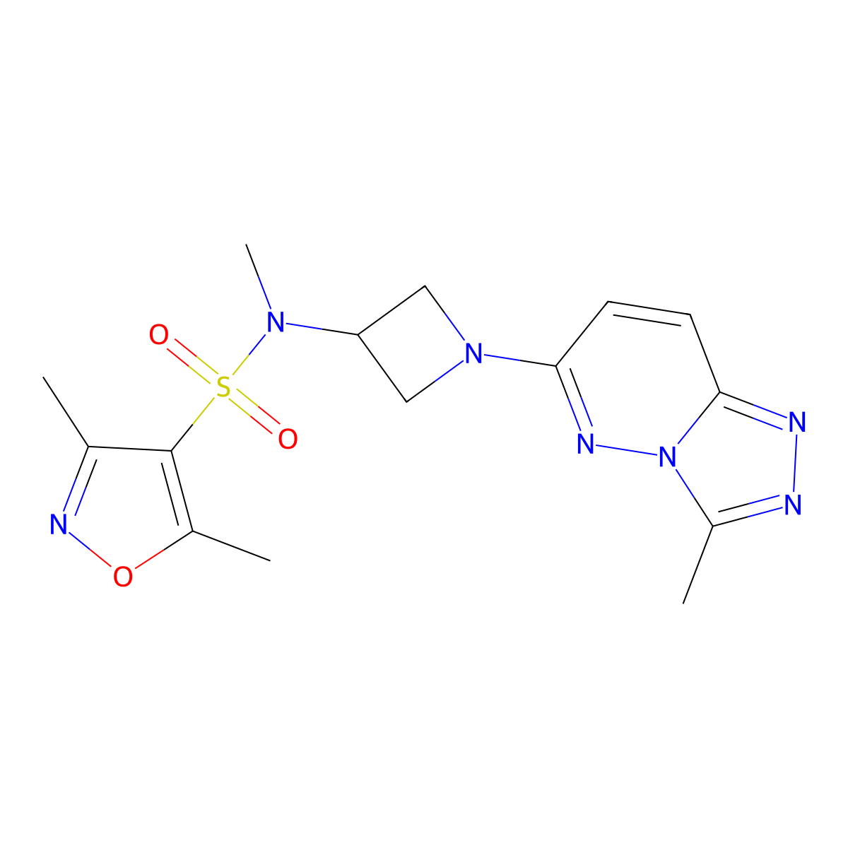 N,3,5-trimethyl-N-(1-{3-methyl-[1,2,4]triazolo[4,3-b]pyridazin-6-yl}azetidin-3-yl)-1,2-oxazole-4-sulfonamide molecular structure, CAS 2200780-07-8