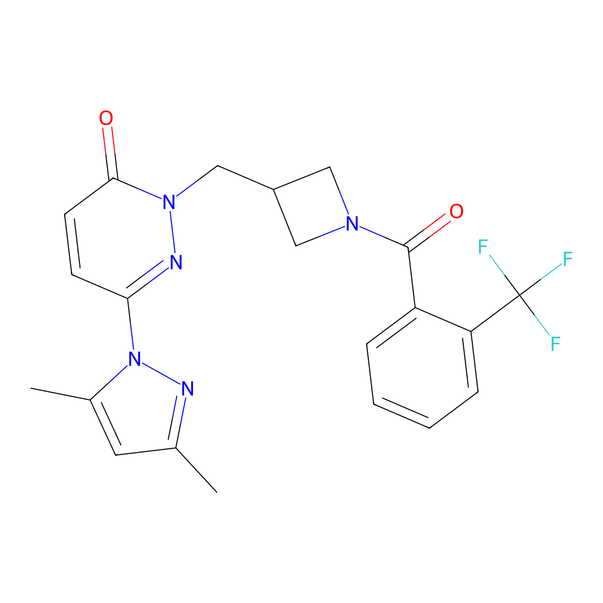 6-(3,5-dimethyl-1H-pyrazol-1-yl)-2-({1-[2-(trifluoromethyl)benzoyl]azetidin-3-yl}methyl)-2,3-dihydropyridazin-3-one molecular structure, CAS 2200780-52-3