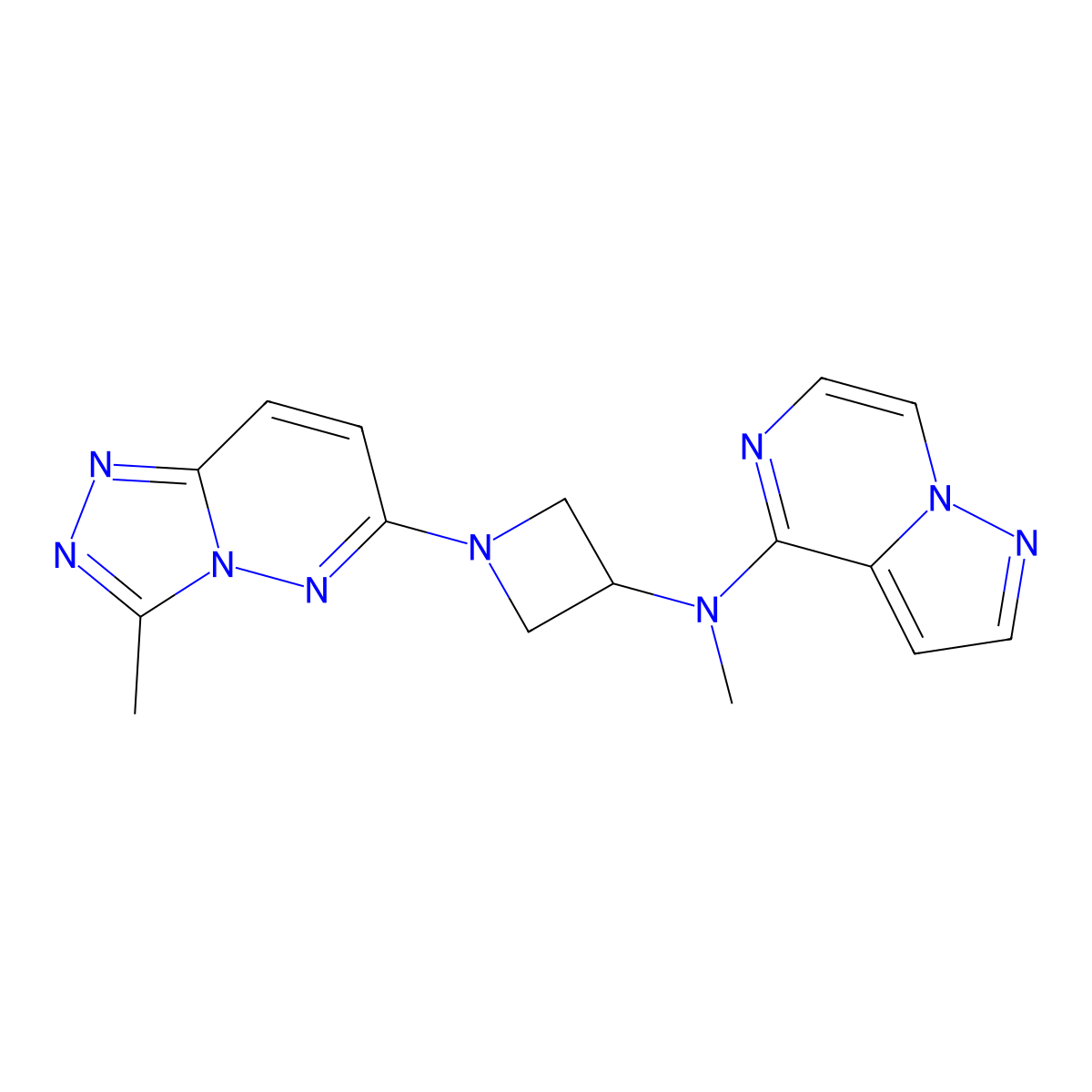 N-methyl-1-{3-methyl-[1,2,4]triazolo[4,3-b]pyridazin-6-yl}-N-{pyrazolo[1,5-a]pyrazin-4-yl}azetidin-3-amine molecular structure, CAS 2200781-56-0