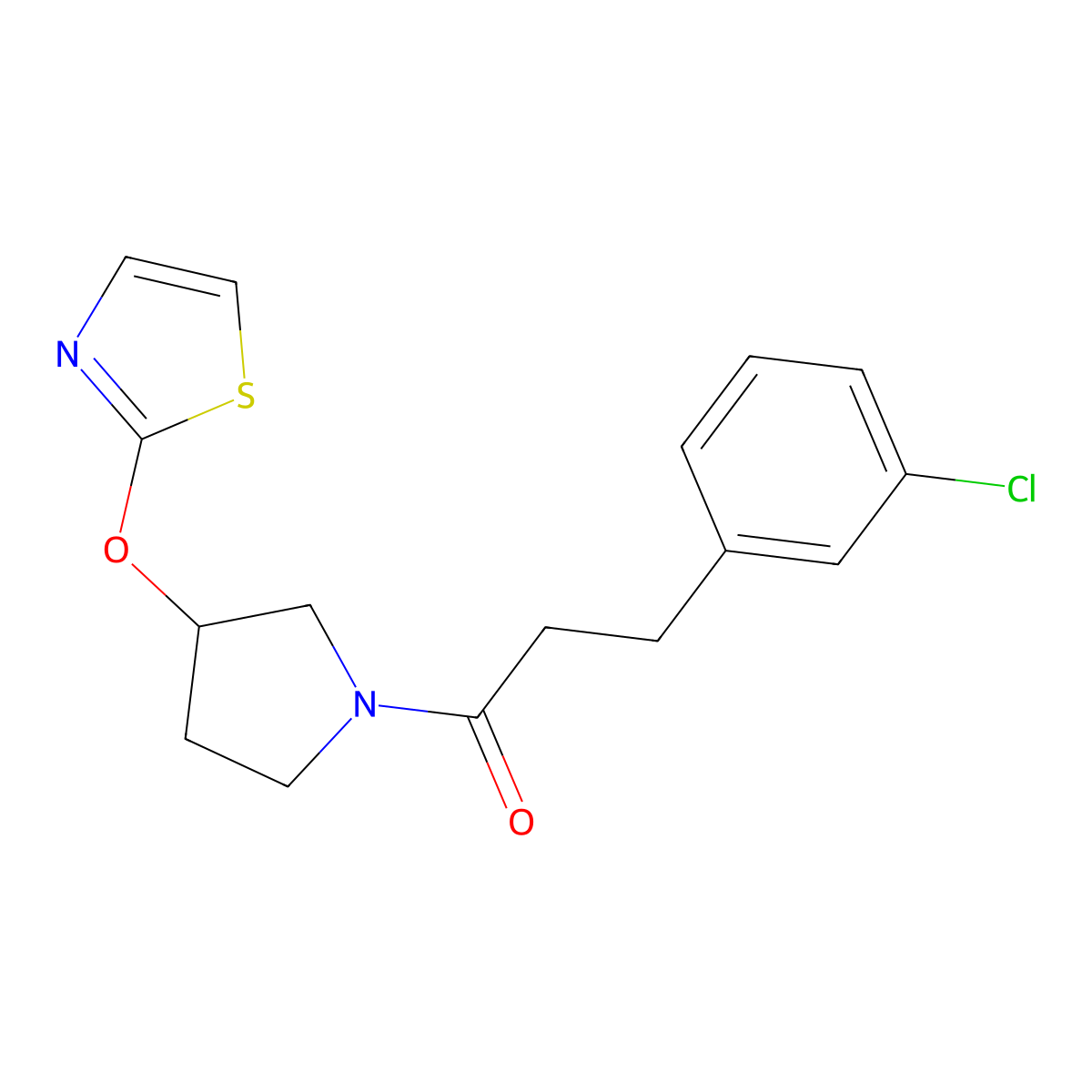 3-(3-Chlorophenyl)-1-[3-(1,3-thiazol-2-yloxy)pyrrolidin-1-yl]propan-1-one molecular structure, CAS 2200803-35-4