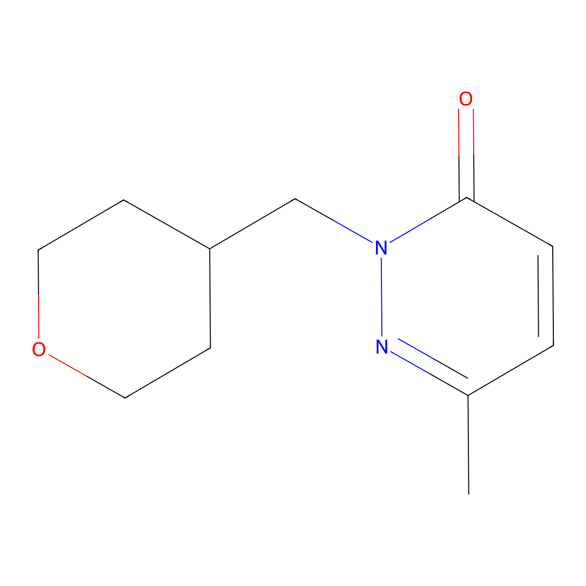 6-Methyl-2-[(oxan-4-yl)methyl]-2,3-dihydropyridazin-3-one molecular structure, CAS 2200805-12-3