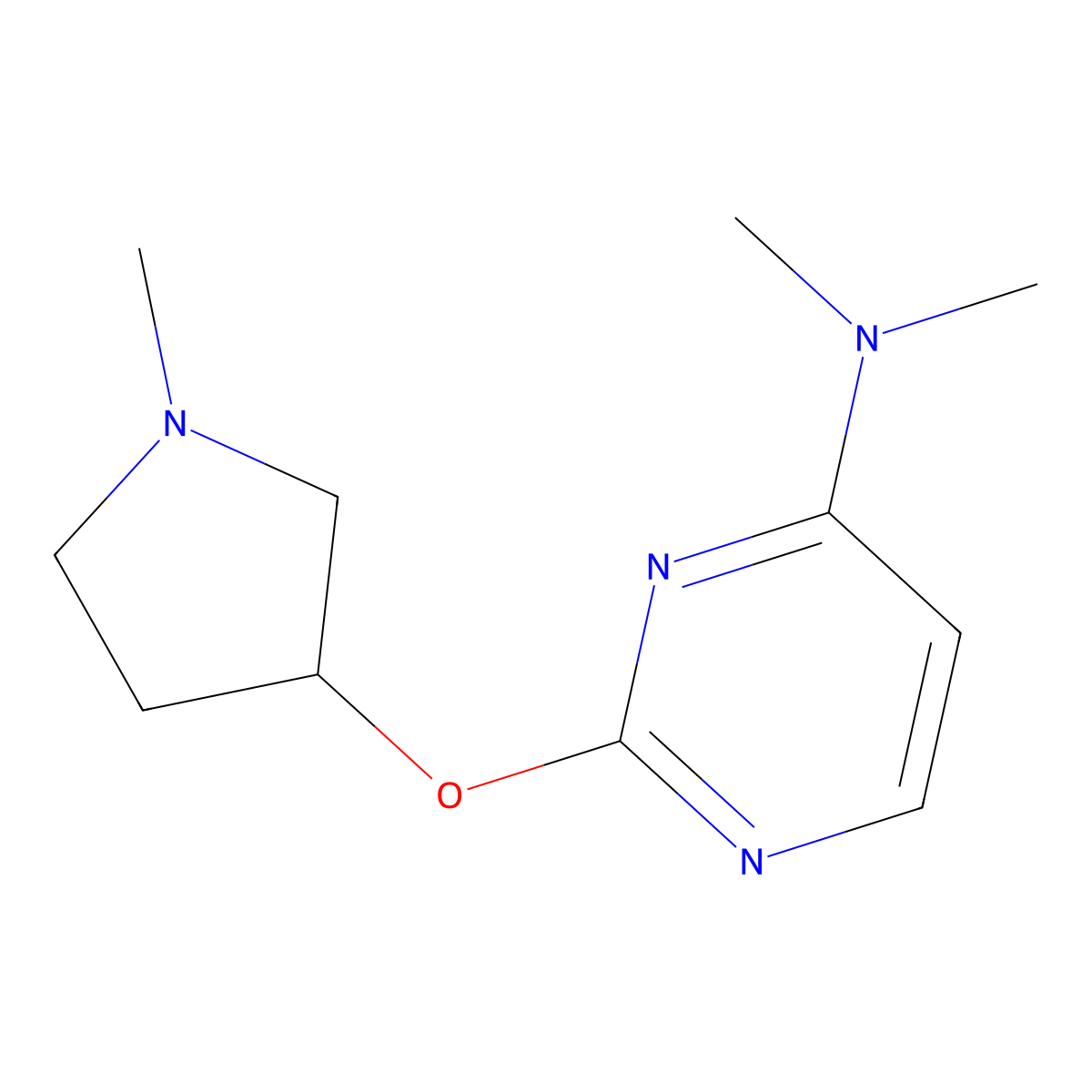 N,N-dimethyl-2-[(1-methylpyrrolidin-3-yl)oxy]pyrimidin-4-amine molecular structure, CAS 2200805-35-0