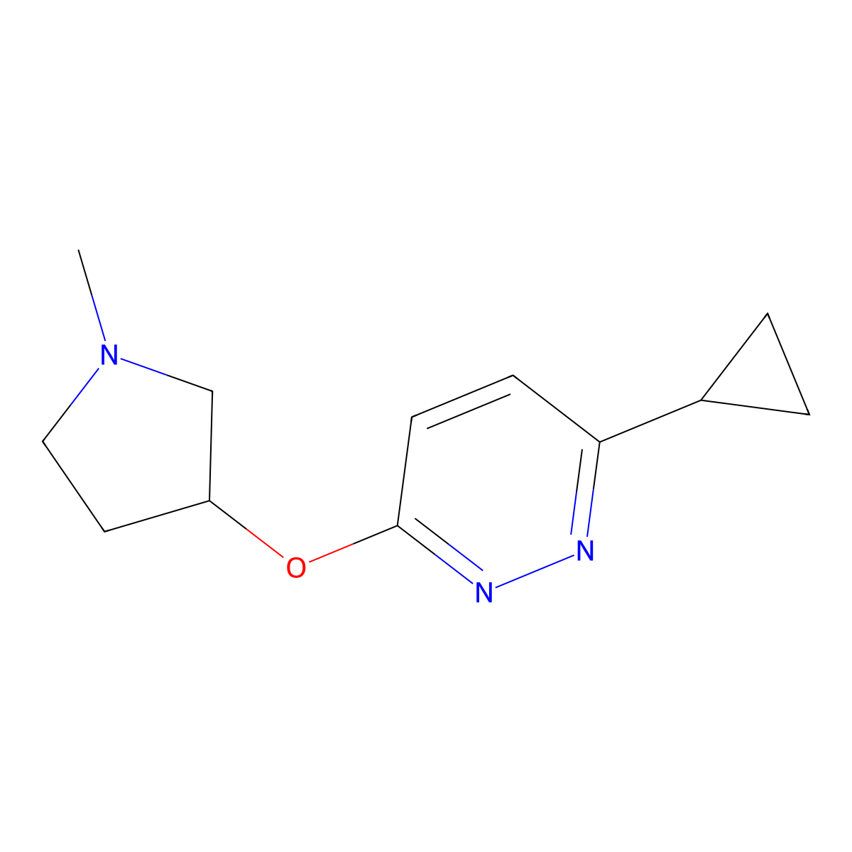 3-Cyclopropyl-6-[(1-methylpyrrolidin-3-yl)oxy]pyridazine molecular structure, CAS 2200805-54-3