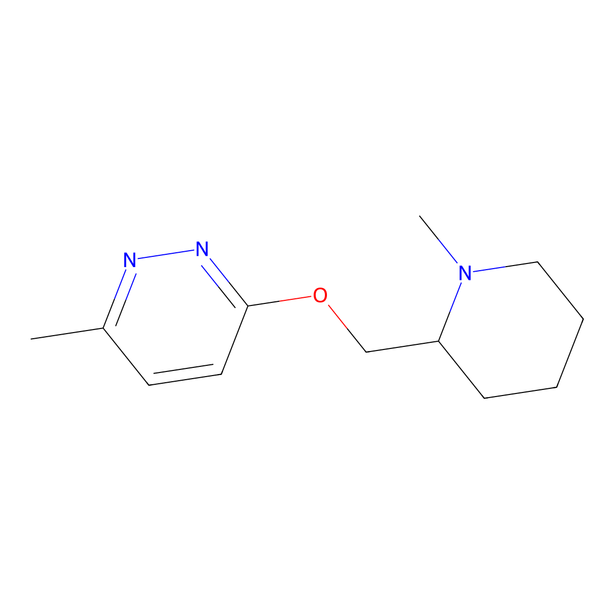 3-Methyl-6-[(1-methylpiperidin-2-yl)methoxy]pyridazine molecular structure, CAS 2200807-40-3