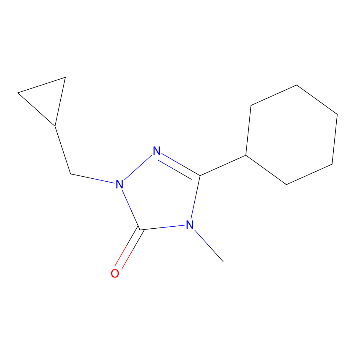 3-cyclohexyl-1-(cyclopropylmethyl)-4-methyl-4,5-dihydro-1H-1,2,4-triazol-5-one molecular structure, CAS 2200844-56-8