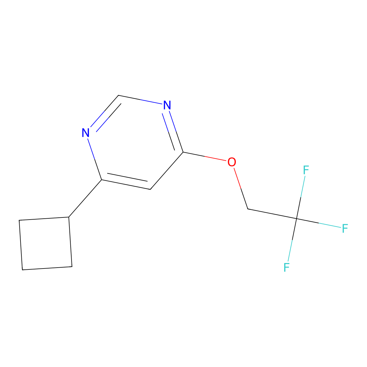 4-Cyclobutyl-6-(2,2,2-trifluoroethoxy)pyrimidine molecular structure, CAS 2200845-26-5