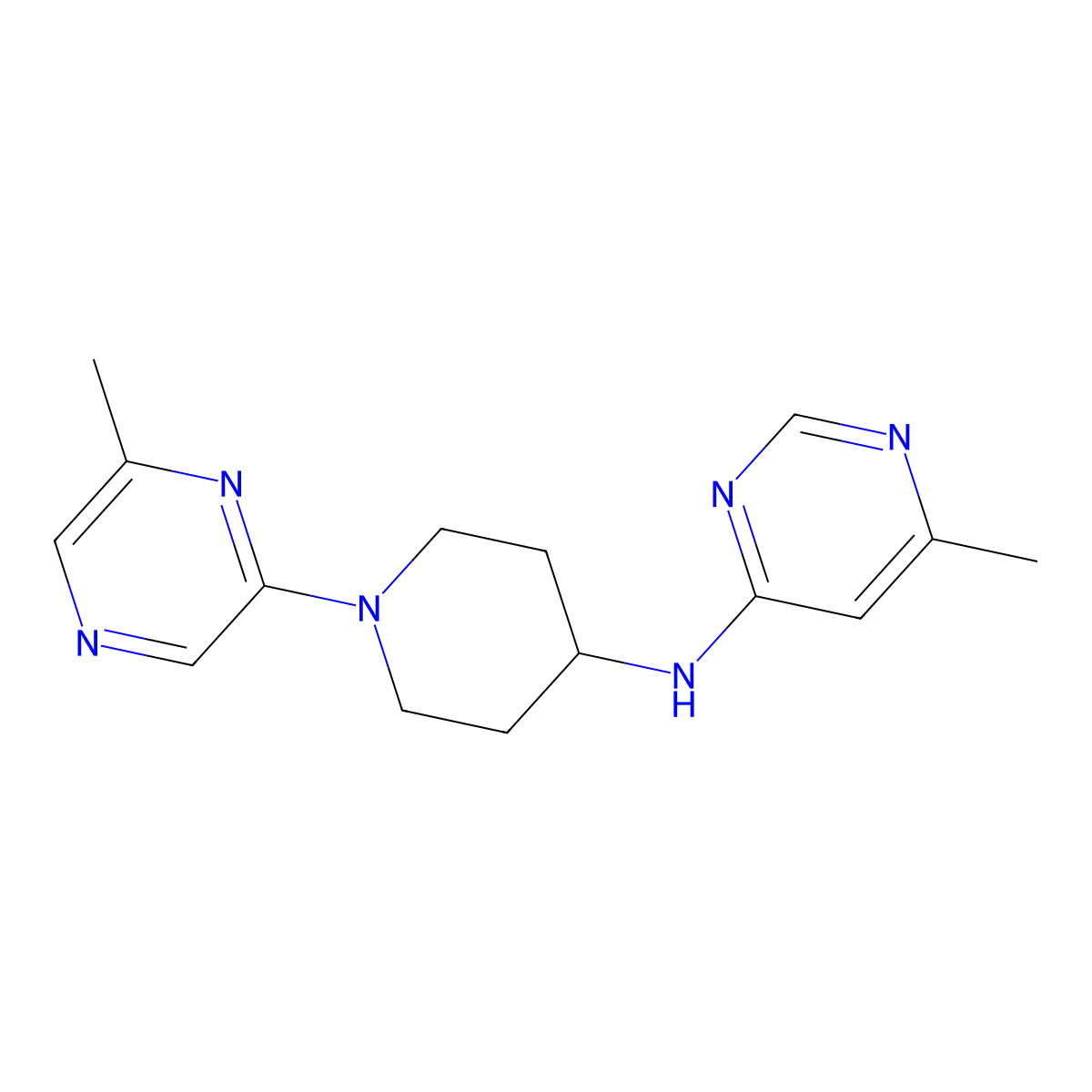 6-methyl-N-[1-(6-methylpyrazin-2-yl)piperidin-4-yl]pyrimidin-4-amine molecular structure, CAS 2200845-41-4