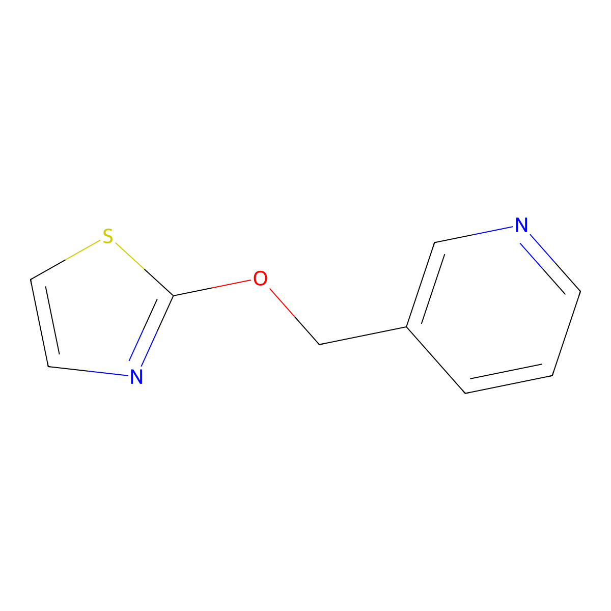 3-[(1,3-Thiazol-2-yloxy)methyl]pyridine molecular structure, CAS 2200852-41-9